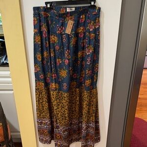 NATURAL LIFE Floral Maxi Skirt in Blue and Yellow